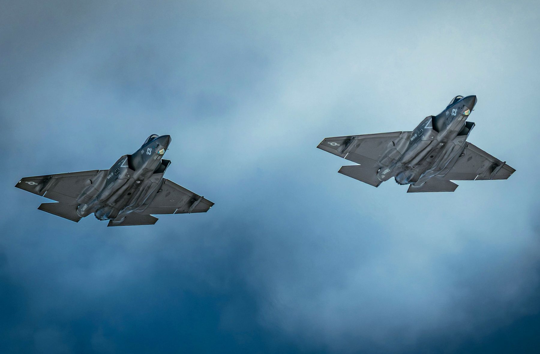 Two military aircraft in flight